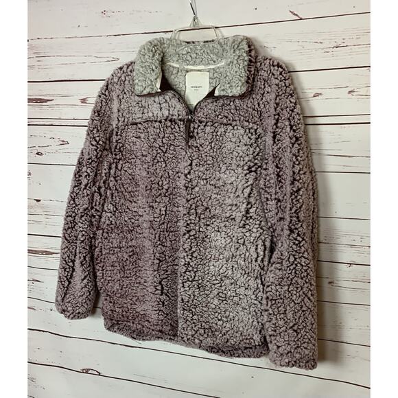 Thread & Supply Nordstrom Women's L Large Wine Sherpa Quarter Zip Fuzzy Pullover - Picture 6 of 12